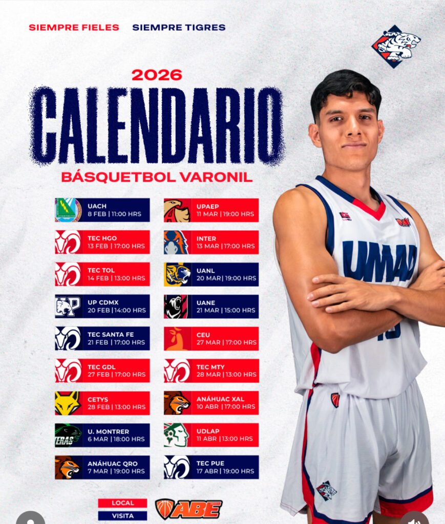 Calendario de partidos 2026 del equipo representativo de baloncesto de la Universidad Madero.