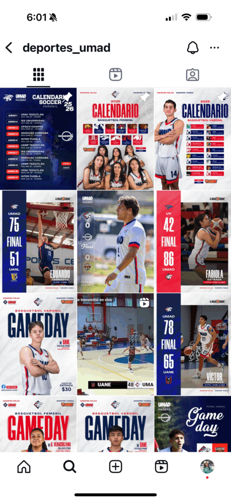 Captura de la cuenta oficial de Deportes UMAD en Instagram.